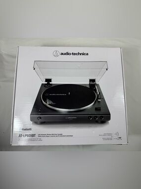 Audio-Technica AT-LP60XBT-BK Fully Automatic Wireless Belt-Drive Turntable,Black